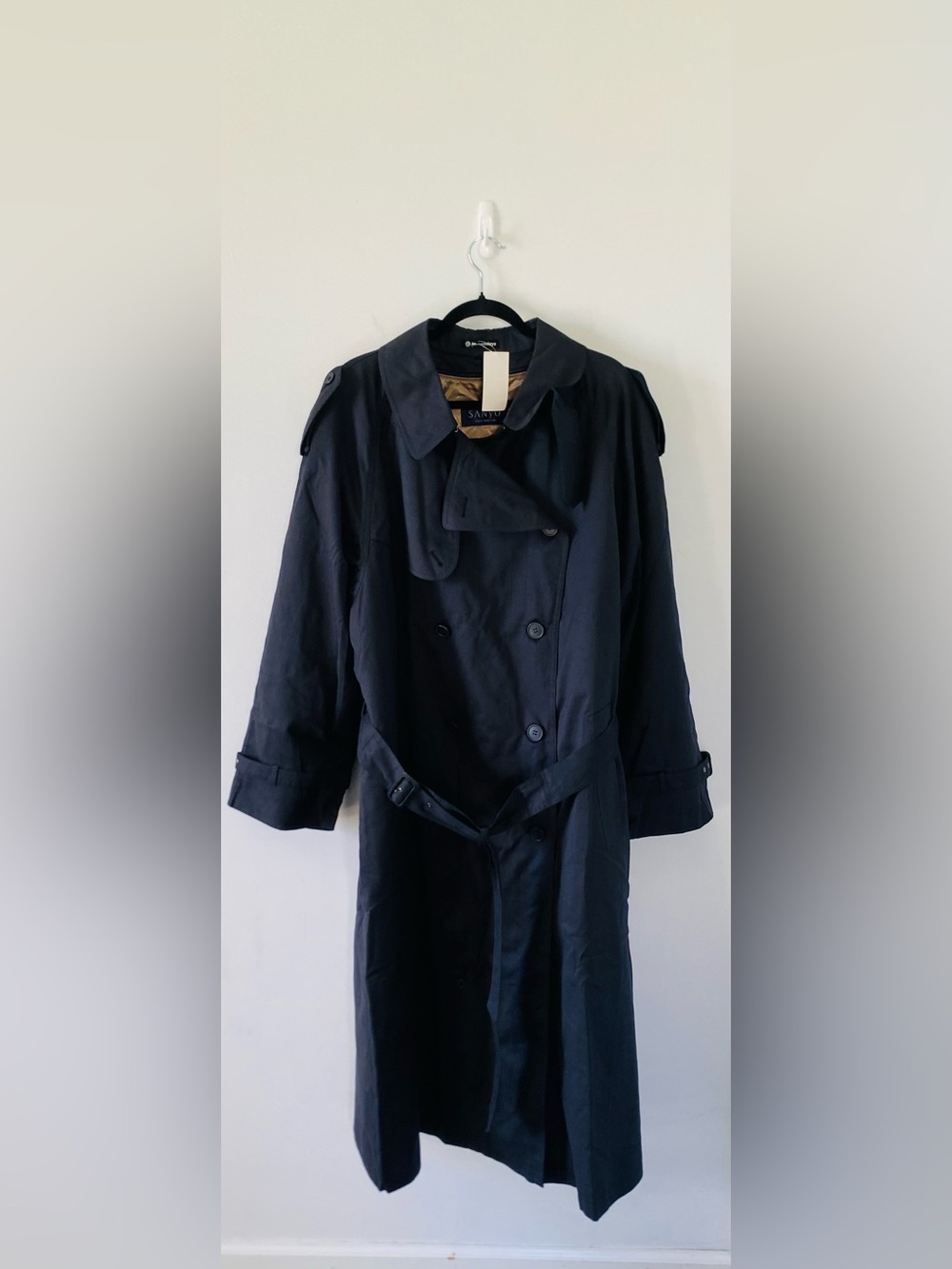 Sanyo x Matsuzakaya Vintage Double Breasted Trench Coat Black Men's Size L XL
